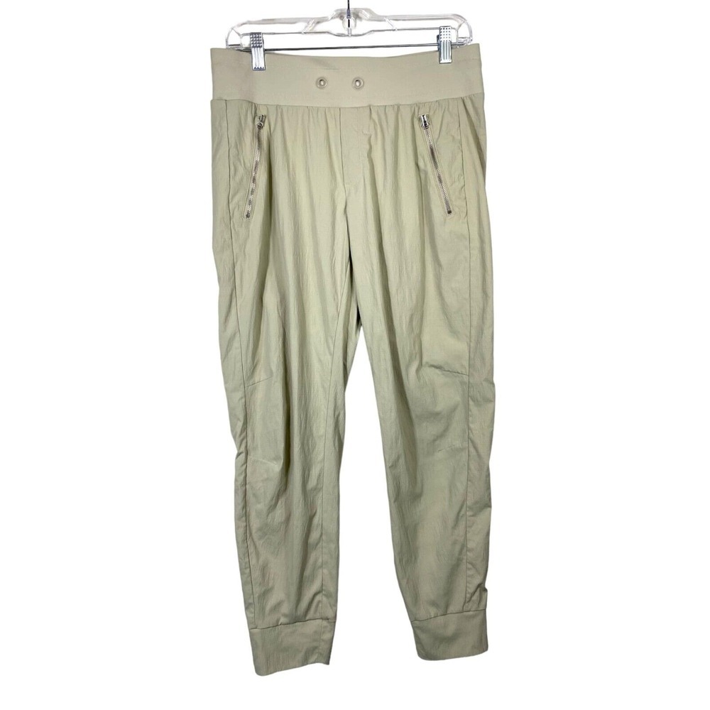 Athleta Trekkie North Ankle Jogger Pants Women Size 8 Tan Beige Zipper Pocket